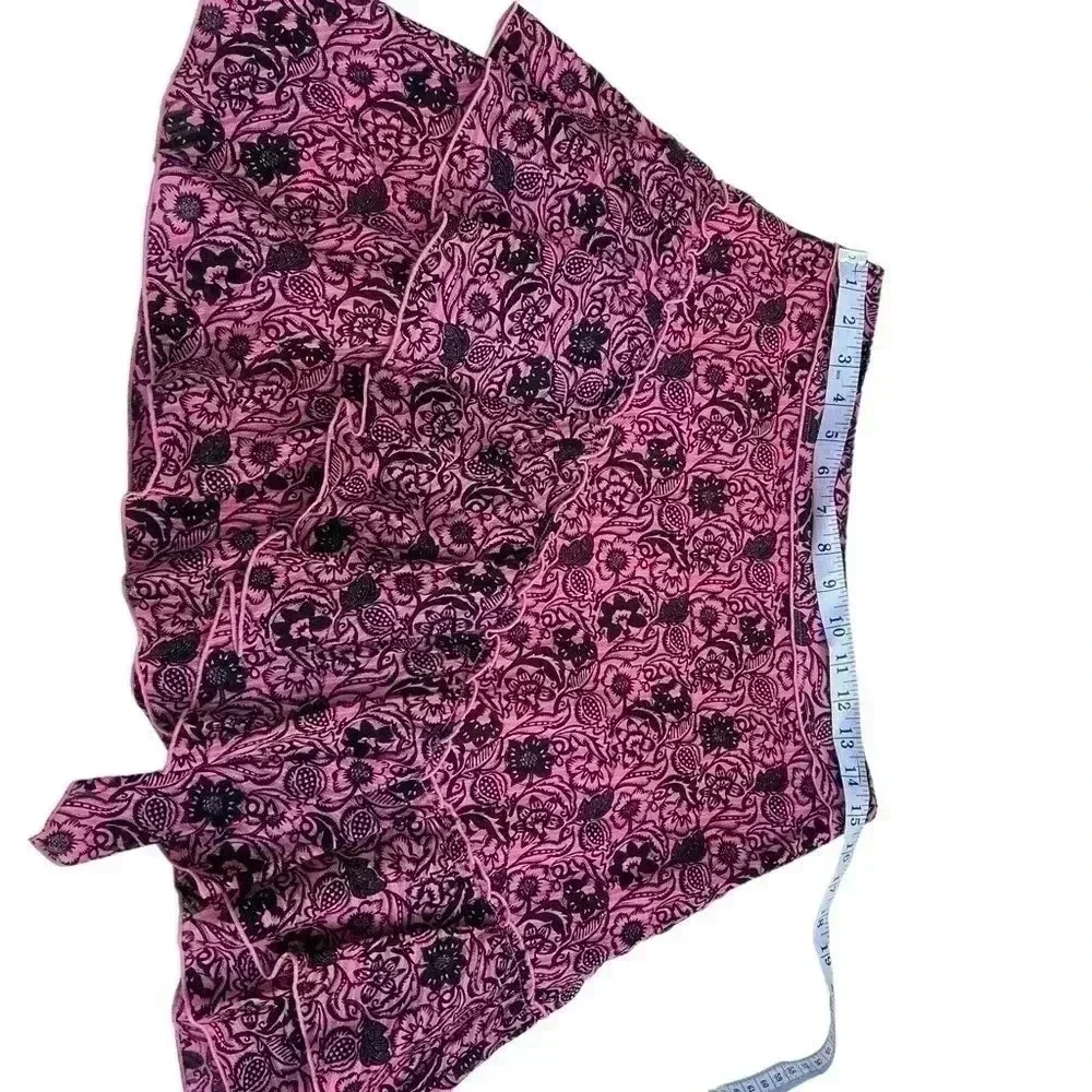 Derek Lam 10 Crosby Floral Ruffle Pink Black Mini Skirt Size 8